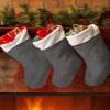 Christmas Stockings,1Pcs Dark Gray Xmas Stocking with Cuff Stockings,for Family Holiday Xmas Party Decorations 18" x12" view 2