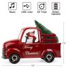 Xindian Musical Red Truck Snow Globe with Swirling Glitter, Snowman & Dog, Carrying Christmas Tree, Spinning Water Lantern for Christmas Decor view 2