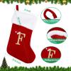 20 Inches Monogram Christmas Stockings with Letters, Large Super Soft Christmas Stockings Red Velvet with White Super Soft Plush Cuff for Christmas Xmas Tree Holiday Fireplace (F) view 2