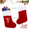 20 Inches Monogram Christmas Stockings with Letters, Large Super Soft Christmas Stockings Red Velvet with White Super Soft Plush Cuff for Christmas Xmas Tree Holiday Fireplace (F) view 3