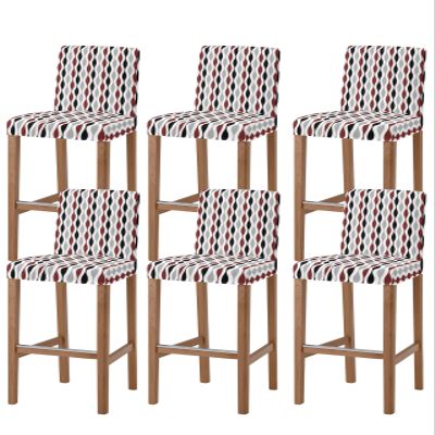YOKOU Bar Stool Chair Covers Wave Stripes Geometric Pattern Mid Century Black Gray Burgundy Red Stretch Pub Counter Stool Chair Slipcover for Dining Room Cafe Furniture Removable Covers Set of 6