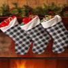 Christmas Stockings,1Pcs Black White Gingham Buffalo Check Plaid Xmas Stocking with Cuff Stockings,for Family Holiday Xmas Party Decorations 18" x12" view 2