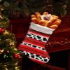 Christmas Stockings 1 pcs Mexican Striped Cow Print Stripes Animal Fur Texture Red Christmas Stocking with Cuff Xmas Stockings for Stairs Fireplace Hanging Xmas Home Interiors Decor 18" x12" view 4