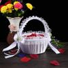 Wedding Flower Girl Basket, White Lace Flower Basket For Weddings Elegant Large Weddings Baskets with Lace Decorated Petals Storage Basket Modern Candy Basket for Wedding Party Decoration view 4