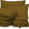 GOKOCO 100% Egyptian Cotton 800 Thread Count 400GSM 7Pcs Comforter Set and Sheet Set 18" Deep Pocket (Comforter, Flat Sheet, Fitted Sheet, Pillowcases, Pillow Sham) - California King Size - Taupe view 1