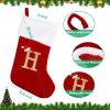 20 Inches Monogram Christmas Stockings with Letters, Large Super Soft Christmas Stockings Red Velvet with White Super Soft Plush Cuff for Christmas Xmas Tree Holiday Fireplace (H) view 2
