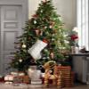 Christmas Stockings 1 pcs Gray Stripe Vertical Stripes White Christmas Stocking with Cuff Xmas Stockings for Stairs Fireplace Hanging Xmas Home Interiors Decor 18" x12" view 3