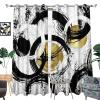 Abstract Modern Circle Art Curtains - Grunge Style Black White Geometric Texture Gold Foil Print Thermal Insulated Blackout Curtains - Grommet Top Window Drapes for Bedroom 63L x 31.5W,2 Panels view 3