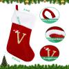 Sailup 20 Inches Monogram Christmas Stockings with Letters, Large Super Soft Christmas Stockings Red Velvet with White Super Soft Plush Cuff for Christmas Xmas Tree Holiday Fireplace (V) view 2