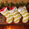 Christmas Stockings 1 pcs Wave Stripes Geometric Pattern Yellow Christmas Stocking with Cuff Xmas Stockings for Stairs Fireplace Hanging Xmas Home Interiors Decor 18" x12" view 2