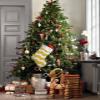 Christmas Stockings 1 pcs Wave Stripes Geometric Pattern Yellow Christmas Stocking with Cuff Xmas Stockings for Stairs Fireplace Hanging Xmas Home Interiors Decor 18" x12" view 3