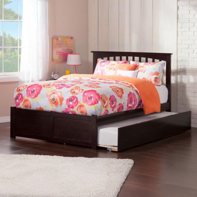 AFI, Mission King Platform Bed with Footboard & Twin XL Trundle, Espresso