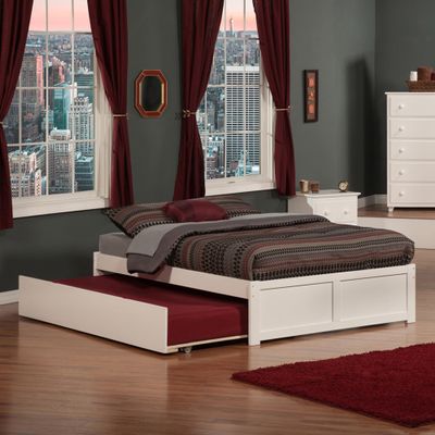AFI Concord King Size Platform Bed with Footboard & Twin XL Trundle in White