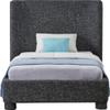 Meridian Furniture B1205Black-T Penny Collection Modern | Contemporary Twin Bed with Rich Black Linen Textured Fabric, Curved Headboard, 52" W x 82.5" D x 52" H, Black, Twin view 4