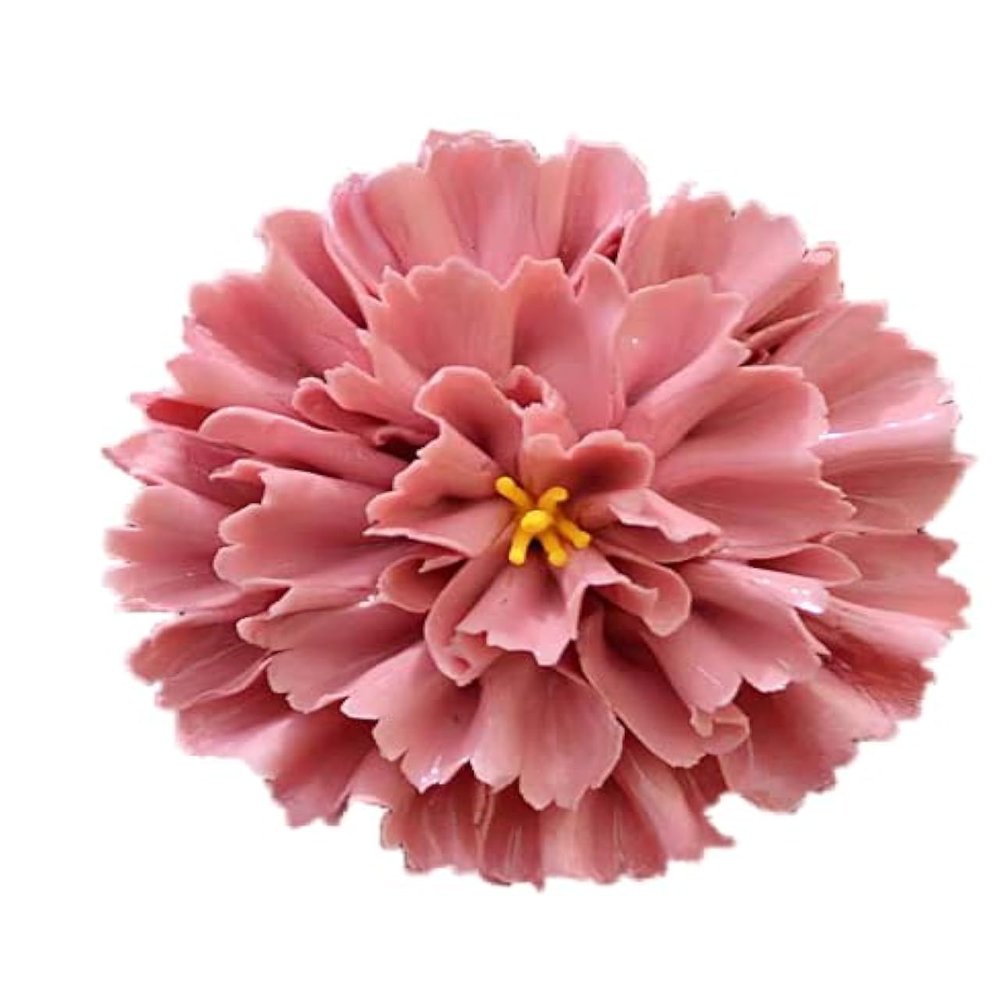 AMERRY Ceramic Wall Flower Decor Artificial 3D Flower Wall ArtHandmade 3D Wall Art Hanging Sculpture Porcelain Flower Wall Dcor (Pink,Carnation,3.54")