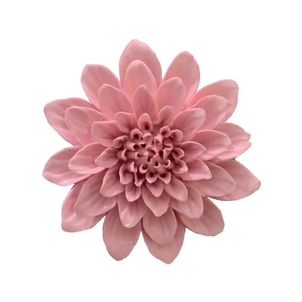 AMERRY Ceramic Wall Flower Decor Artificial 3D Flower Wall ArtHandmade 3D Wall Art Hanging Sculpture Porcelain Flower Wall Dcor (Pink,Paeonia lactiflora2.76")