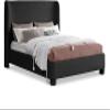 Meridian Furniture B1206Black-F Penny Collection Modern | Contemporary Full Bed with Rich Black Boucle Fabric, Curved Headboard, 67.5" W x 82.5" D x 52" H, Black, Full view 1