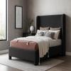 Meridian Furniture B1206Black-F Penny Collection Modern | Contemporary Full Bed with Rich Black Boucle Fabric, Curved Headboard, 67.5" W x 82.5" D x 52" H, Black, Full view 2
