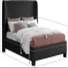 Meridian Furniture B1206Black-F Penny Collection Modern | Contemporary Full Bed with Rich Black Boucle Fabric, Curved Headboard, 67.5" W x 82.5" D x 52" H, Black, Full view 3
