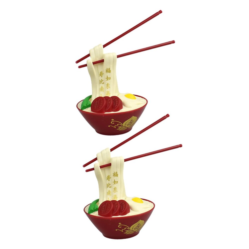 ARTIBETTER 2pcs Longevity Noodle Cake Toppers Plastic Birthday Cake Picks for Elderly Celebration Beautiful Figurine Decor and Room for Grandparents Birthday Decorations