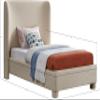 Meridian Furniture B1205Beige-T Penny Collection Modern | Contemporary Twin Bed with Rich Beige Linen Textured Fabric, Curved Headboard, 52" W x 82.5" D x 52" H, Beige, Twin view 3