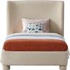Meridian Furniture B1205Beige-T Penny Collection Modern | Contemporary Twin Bed with Rich Beige Linen Textured Fabric, Curved Headboard, 52" W x 82.5" D x 52" H, Beige, Twin view 4
