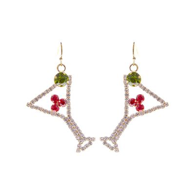 Beverage Drink Drop Dangle Earrings for Women Martini, Margarita, Beer, Champagne, Wine Glass Bottle Happy Hour Fashion Cute - Fun Beautiful Genuine Crystals Gold Plated with Gift Box Included (Martini)