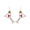Beverage Drink Drop Dangle Earrings for Women Martini, Margarita, Beer, Champagne, Wine Glass Bottle Happy Hour Fashion Cute - Fun Beautiful Genuine Crystals Gold Plated with Gift Box Included (Martini) view 1