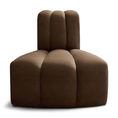 Meridian Furniture 103Brown-RC Arc Collection Modern | Contemporary Reverse Corner with Soft Brown Velvet, Channel Tufting, Modular for Limitless Configurations, 33" W x 31" D x 30" H, Brown