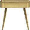 Meridian Furniture 331Gold Rylan Collection Modern | Contemporary Night Stand with Brushed Gold Metal Nightstand/Side Table, 1 Storage Drawer, 17" W x 14" D x 23" H, Gold view 3