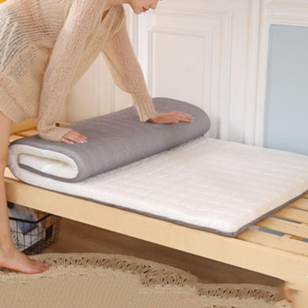 4cm Thick Firm Mattress Topper Queen,High Density Foam Mattress Pad with Skin Friendly Washable Cover,Memory Foam Bed Topper Full,High Density Ventilated Mattress Pad,White,70x190cm/28x75