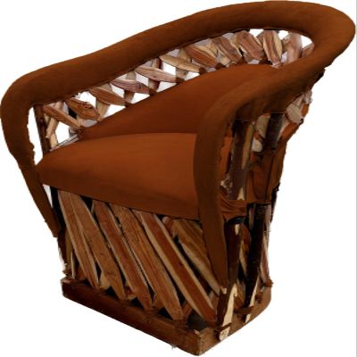 Furniture Equipal Rustico Charro Style Chair with Crosses Wood, made in Mexico by Equipales San Jose ideal for Home, Bar, Restaurant, Office, Hotel, Garden, Living room, Cafeteria (Orange)