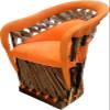 Furniture Equipal Rustico Charro Style Chair with Crosses Wood, made in Mexico by Equipales San Jose ideal for Home, Bar, Restaurant, Office, Hotel, Garden, Living room, Cafeteria (Orange) view 3