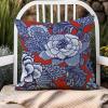 Zyadsinoudor Asian Style Pillow Cover Red and Blue Chinoiserie Floral Pillow Case Japanese 16x16in Decorative Pillow Home Cotton Linen Elegant Cushion Cases for Sofa Couch Living Room Bedroom view 3