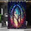NTETSN Fantacy Castle Window Shower Curtain, Arched Door Through Fairy Tale Forest, Stained Windows Circle Scenery Polyester Cloth Bathroom Decor Curtains Set with Hooks,Mini 48x72 Inch view 1