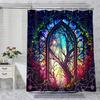 NTETSN Fantacy Castle Window Shower Curtain, Arched Door Through Fairy Tale Forest, Stained Windows Circle Scenery Polyester Cloth Bathroom Decor Curtains Set with Hooks,Mini 48x72 Inch view 2
