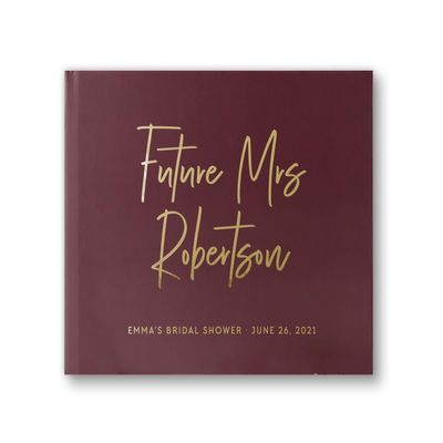 Bridal Shower Guest Book for Future Bride Wife to Be, Wedding Shower Bachelorette Photo Booth Album - Wine Burgundy Gold (12x12)