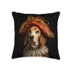 American Foxhound Dog Portrait Renaissance Funny Pet Mom Dad Throw Pillow view 1
