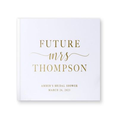 Bridal Shower Guest Book Sign-in book for Future Bride Miss to Mrs Custom Guest Book - White Gold (9x6)