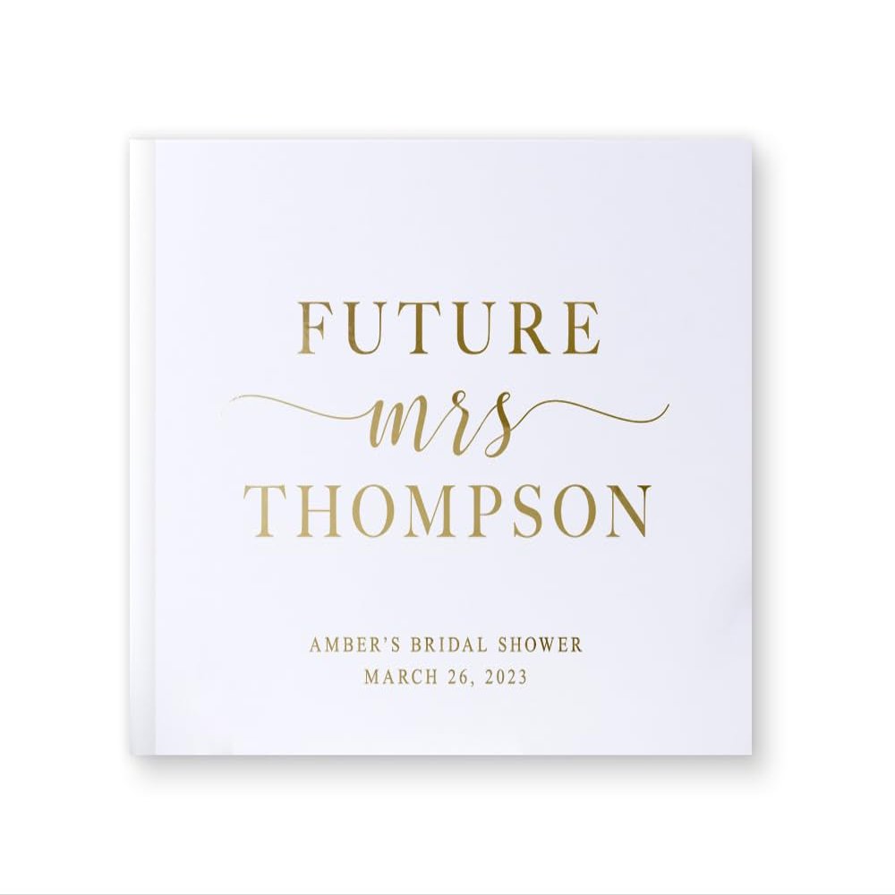 Bridal Shower Guest Book Sign-in book for Future Bride Miss to Mrs Custom Guest Book - White Gold (9x6)