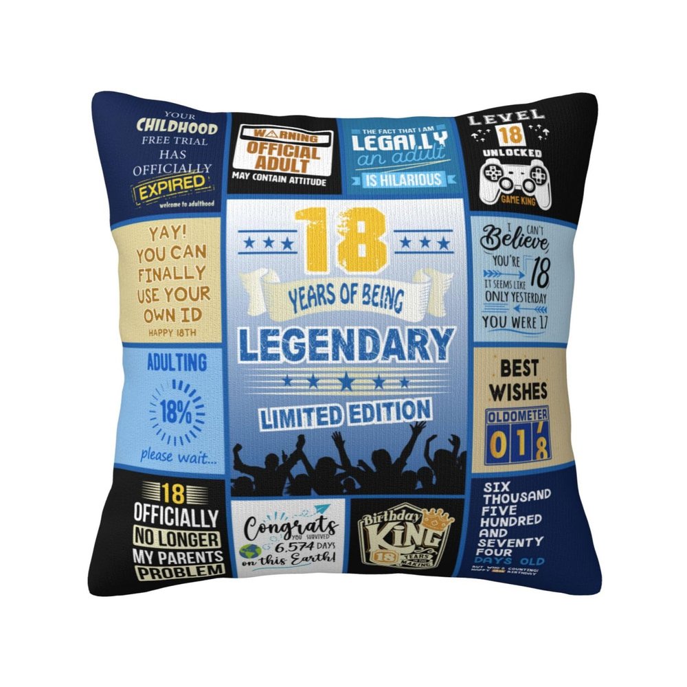 18th Birthday Gifts for Boy, Happy 18th Birthday Decorations for Boys, 18 Year Old Boy Birthday Gifts, Best Birthday Gift for 18 Year Old Boys, Best for Turning 18 Throw Pillow Cover 18"X18"