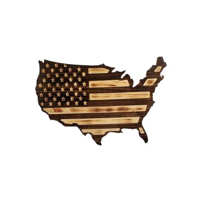 Bobbird Metal American Flag Wall Decor, American Flag Wall Hanging Wall Decoration Decoration, Vintage USA Map Cutout Decor, Patriotic Metal Wall Art, Home Office (B)