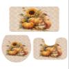 Bath Mat 3 Piece Bathroom Rug Sets, Squirrel Pumpkin Fall Non Slip Bath Rug Contour Mat and Toilet Lid Cover, Absorbent Shower Mat Soft Bath Rug and Mat Set Thanksgiving Floral Rustic Texture Small view 3