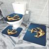 LEOSUCRE Bath Mat 3 Piece Bathroom Rug Sets, Metal Anchor Non Slip Bath Rug Contour Mat and Toilet Lid Cover, Absorbent Shower Mat Soft Bath Rug and Mat Set Blue Painting Backdrop Small view 1