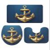 LEOSUCRE Bath Mat 3 Piece Bathroom Rug Sets, Metal Anchor Non Slip Bath Rug Contour Mat and Toilet Lid Cover, Absorbent Shower Mat Soft Bath Rug and Mat Set Blue Painting Backdrop Small view 3
