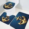 LEOSUCRE Bath Mat 3 Piece Bathroom Rug Sets, Metal Anchor Non Slip Bath Rug Contour Mat and Toilet Lid Cover, Absorbent Shower Mat Soft Bath Rug and Mat Set Blue Painting Backdrop Small view 4