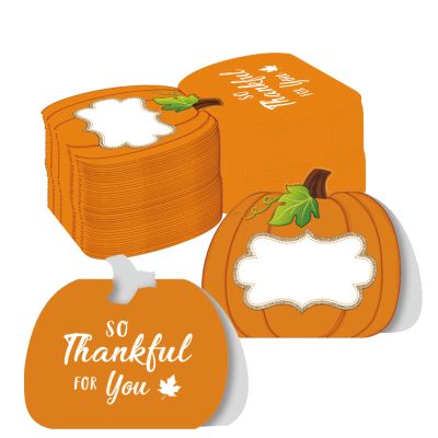 40 Pumpkin Thanksgiving Name Cards - Folding Table Setting Cards for Family Dinners, Fall & Halloween Events