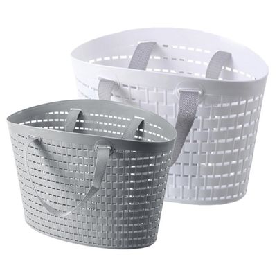 2pcs Plastic Laundry Basket Grocery Basket Shopping Grocery Tote Toy Egg Container Dorm Shower Plastic s Container Girl Pulley Bathroom
