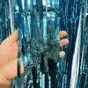 2PCS Party Decoration Backdrop 3.28*6.56 Feet Foil Fringe Curtain Tinsel Streamer Photo Backgrounds Hanging Decorations for Baby Shower Gender Reveal Birthday Wedding Themed Party Supplies Light Blue view 4