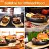 Mifoci 4 Pcs Mini Cast Iron Skillet with Wooden Base Small Cast Iron Fajita Plates Baker's Skillet Matte Black Pan Pot for Kitchen Restaurant Barbecue Dinner (8.7 x 4.7 x 1.6 Inches) view 4